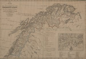 Kaart uit de Kaartencollectie van de Nationale Bibliotheek. De kaart is uitgegeven in Bergen (1839) en toont Noord-Noorwegen